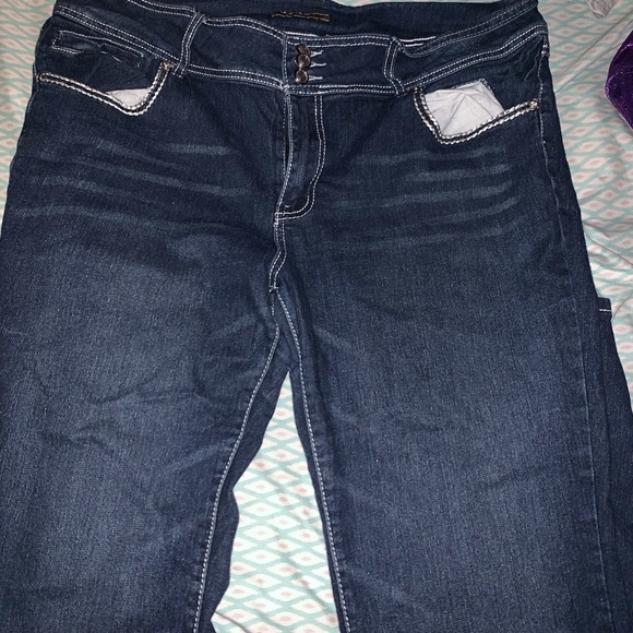 Blue boot cut pants with rimestones - Picture 1 of 2